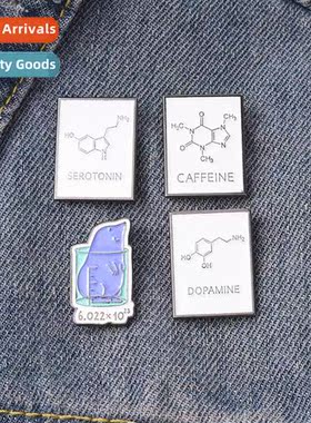 New Alloy Alphabet Brooch Creative Chemical Equati Black and