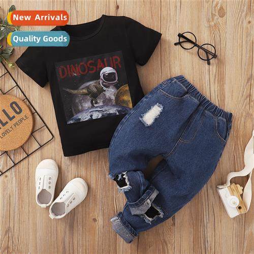 Boys spring  fall  2022 new n dinosaur letters printed short