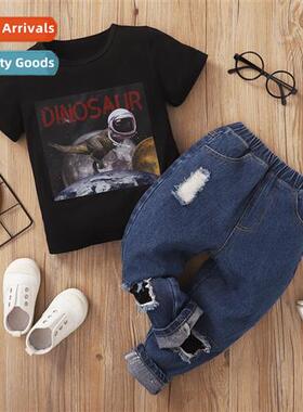 Boys spring  fall  2022 new n dinosaur letters printed short