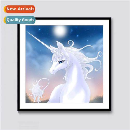 Diamd painting cross stch new carto unicorn full  round diam