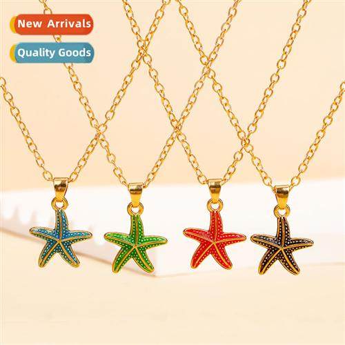 Creative new small fresh pentagram starfish necklace ladies