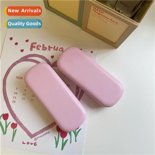 Korean ins girl heart cream color strawberry pink glasses ca