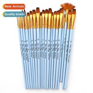 Nyl Wooden Paint Brushes Oil Blue Stick Hair Gold Matte