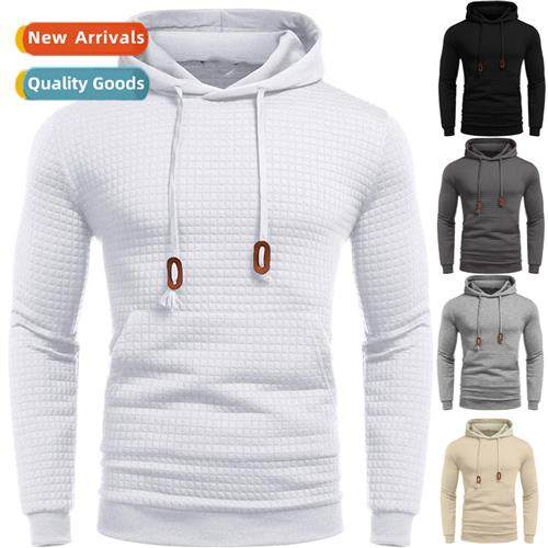2022 New Mens Lg Sleeve Sweatshirt Jacket Solid Color Hooded