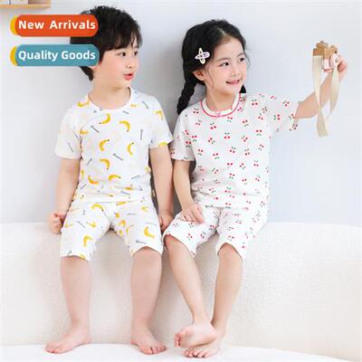 Summer new childrens Lycra short-sleeved seven pants su in s