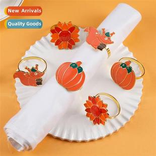 el tableware Halloween orange pumpkin paper napkin ring autu