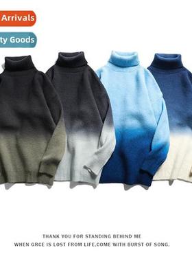 2022 Japanese autumn new youth mens knwear gradient color bl