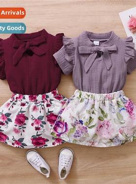 Girls spring  fall  2020 new n short-sleeved blouse floral s