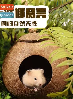 Polished polished cocut shell hamster nest small animal chin