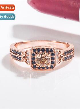 New rose gold-plated micro-set black zircia engagement ring