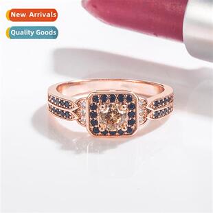 New rose gold-plated micro-set black zircia engagement ring