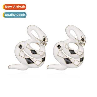 alloy earrings retro New color diamd snake blocking creative