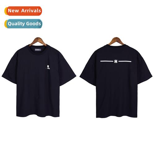 Correct amiri letter print high set casual round neck short