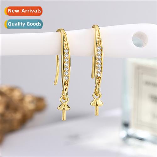 New retro copper embryo zirc earrings empty bracket copper s