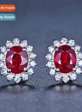 n diamd rose ruby earrings female zircia rose crystal flower