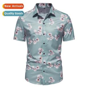 Eurocode Mens Fashi Business Beach Short Sleeve Shirt Polka