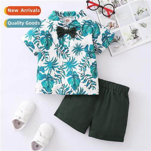 Boys spring  autumn  2022 new n leaves printed short-sleeved