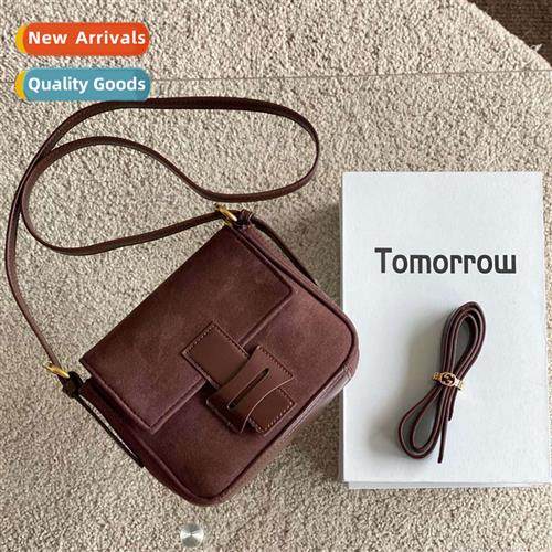 Japan Korea tide frosted suede lear retro small square bag 2