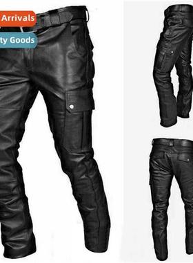2023 New Mens Pocket Punk Retro Bror Solid Color Lear Pants