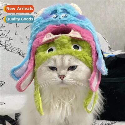 Counter 1:1 three-eyed boy strawberry bear plush pet cat hat