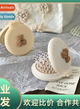 Cute folding mirror comb portable mini air cushi massage com