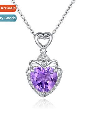 Silver Necklace Natural Topaz Pendant Purple Blue Crystal Oc