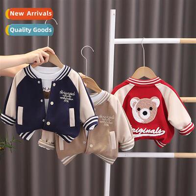 Boys baseball jacket 2023 fall new female baby jacket spring