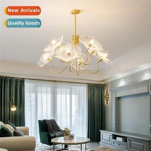 lotus leaf chelier luxury copper French full Light flower