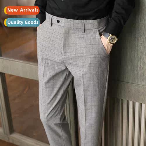 Mens casual su pants 2022 new plaid su pants pants mens busi