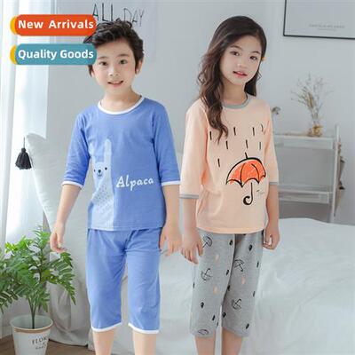 Spring and summer air-cdiing clothing childrens pajamas boys