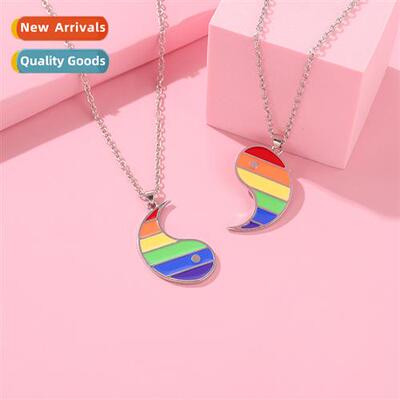New gossip map alloy necklace creative design rainbow system