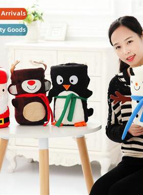 New Christmas Roll Blanket Elk Santa Claus Lunchtime Air Cdi