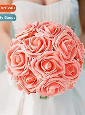 Artificial flowers pink roses Wedding DIY bouquet Party deco