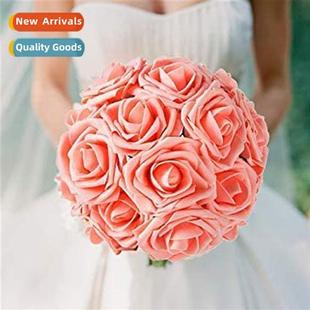 Artificial flowers pink roses Wedding DIY bouquet Party deco