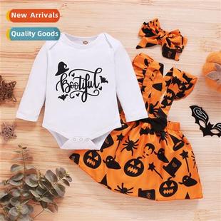 2021 new printed spring top letters fall Halloween Girls
