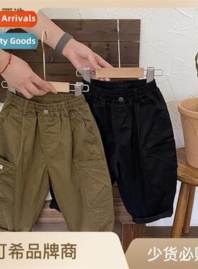 Childrens clothing boys work pants 2023 fall new loose casua