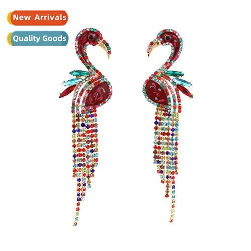 Fashi temperament colorful diamd flame bird earrings simple