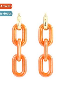 Fashi new persaly versatile lg secti chain earrings Korean s