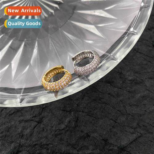 new hip-hop round full diamd earrings ear buckle jewelry tid