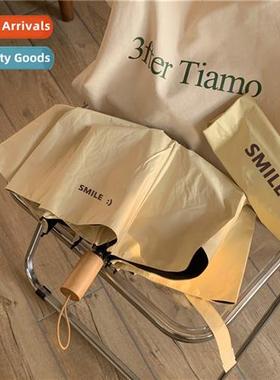 ins style cfee smiley face sunny umbrella simple triple fold