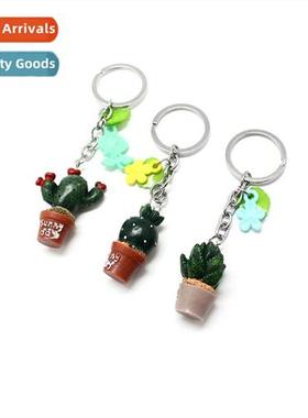 Cactus Keychain Resin Crafts Pendant Keyring Gifts