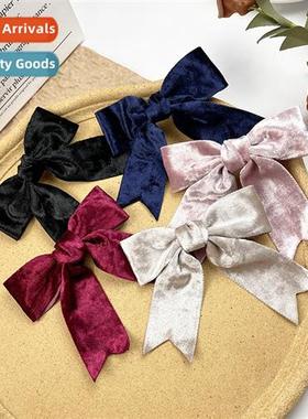 Korean versi   velvet ribb bow hair clips female   run princ