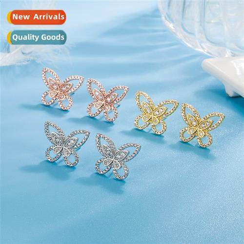 n temperament super fairy whe diamd hollow butterfly earring