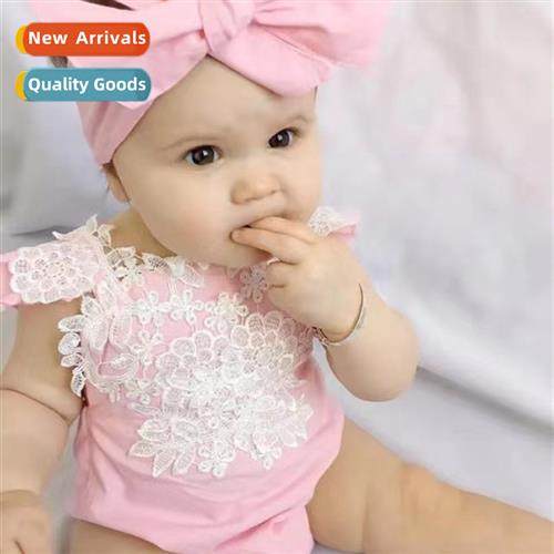 2022 Female Toddler Summer Pink Lace Flower Bodysu Triangle