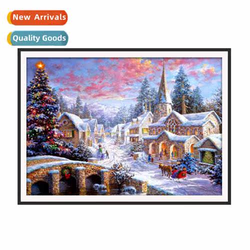 Christmas snowman town DIY full round diamd hmade point diam