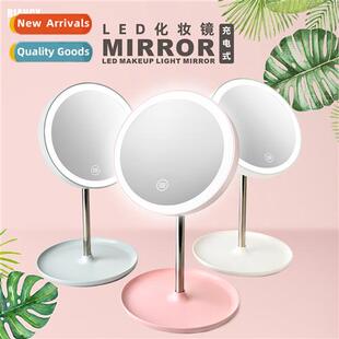 Round USB Touch LED Storage Mirror Illuminated Desk Cosmetic