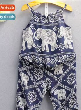 2022 Girls Clos Elephant Clothing Set Sleeveless Top Vest +