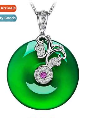 Ethnic style chalcedy pendant retro temperament green chalce