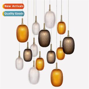 Post-modern light luxury bedside stained glass small chelier