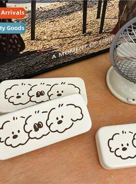 ins wind cute bear glasses case cream portable carry- anti-p